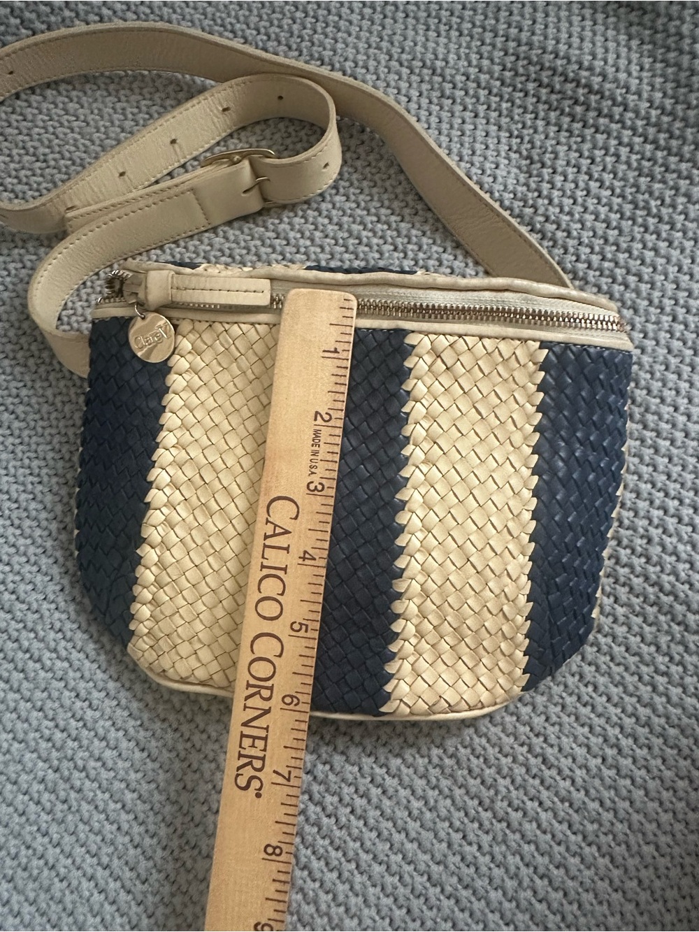 CLARE V. Woven Leather Striped Fanny Pack - Picture 8 of 12
